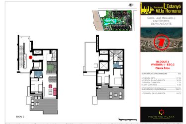 Rzut - Mieszkanie na sprzedaż 3 pokoje o powierzchni 102,71 m² - numer A-C-1 w Residencial L 'Estanyo Vil.la Romana