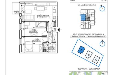 Rzut - Mieszkanie na sprzedaż 1 pokój o powierzchni 55,66 m² - numer 5B-23 w Jodłowicka 5