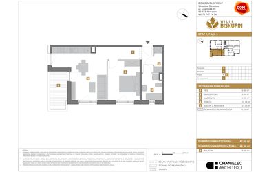 Rzut - Mieszkanie na sprzedaż 2 pokoje o powierzchni 48,3 m² - numer Q5 w Wille Biskupin III