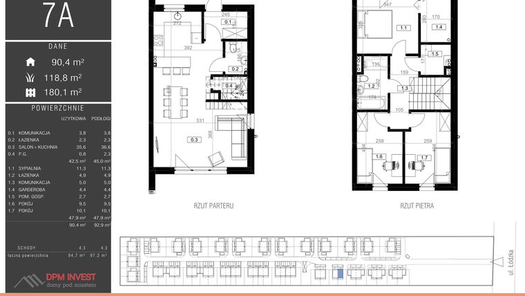 Rzut - Dom na sprzedaż 4 pokoje o powierzchni 94,7 m² - numer 7A w Family Park Ksawerów IV