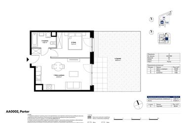 Rzut - Mieszkanie na sprzedaż 2 pokoje o powierzchni 40,72 m² - numer AA0002 w NU3 Warszawa Wola