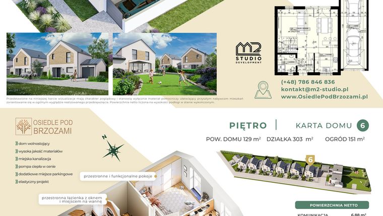 Rzut - Dom na sprzedaż 4 pokoje o powierzchni 129 m² - numer 6 w Osiedle Pod Brzozami etap II