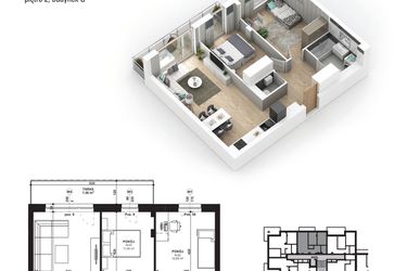 Rzut - Mieszkanie na sprzedaż 3 pokoje o powierzchni 61,69 m² - numer 13 w Piano Park etap V