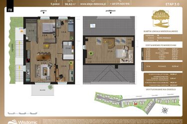 Rzut - Mieszkanie na sprzedaż 5 pokoi o powierzchni 96,62 m² - numer F8 w Aleja Dębowa III - mieszkania