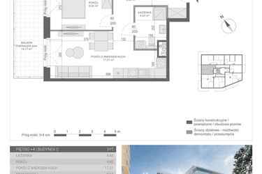 Rzut - Mieszkanie na sprzedaż 2 pokoje o powierzchni 39,6 m² - numer 28 w Unikat Apartamenty C