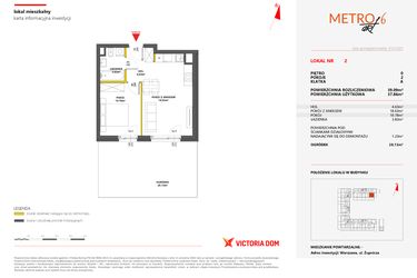 Rzut - Mieszkanie na sprzedaż 2 pokoje o powierzchni 39,09 m² - numer 2 w Metro Art 6