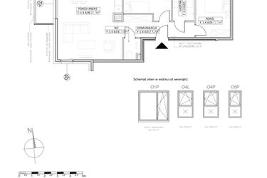 Rzut - Mieszkanie na sprzedaż 3 pokoje o powierzchni 69,31 m² - numer F.1.4.6 w Osiedle Koncept III