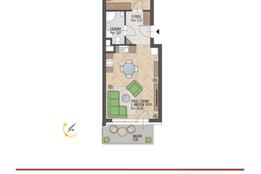 Rzut - Mieszkanie na sprzedaż 2 pokoje o powierzchni 44,87 m² - numer 6 w Enklawa Starosielce