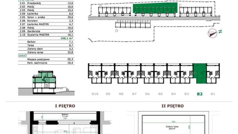 Rzut - Mieszkanie na sprzedaż 5 pokoi o powierzchni 108,1 m² - numer B2.2 w Dębowe Zacisze