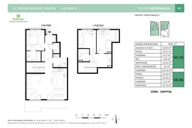 Rzut - Mieszkanie na sprzedaż 4 pokoje o powierzchni 102,01 m² - numer 6-M1 w Osiedle Niezapominajek