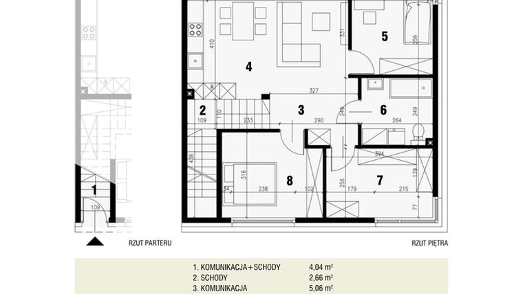 Rzut - Mieszkanie na sprzedaż 4 pokoje o powierzchni 72,44 m² - numer 6.2 w Gryczana 23