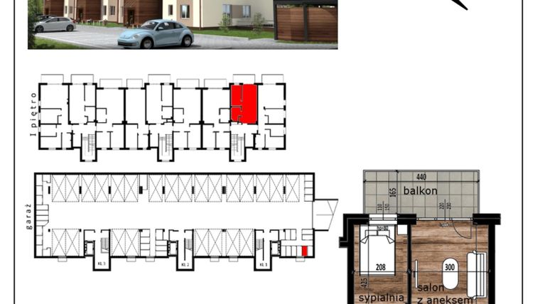 Rzut - Mieszkanie na sprzedaż 2 pokoje o powierzchni 37,81 m² - numer M6 w Malownicze Tarasy II