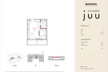 Rzut - Mieszkanie na sprzedaż 1 pokój o powierzchni 29,92 m² - numer B.M031 w Osiedle Juu