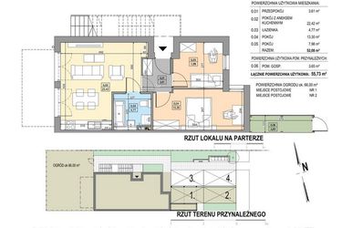 Rzut - Mieszkanie na sprzedaż 3 pokoje o powierzchni 55,73 m² - numer B3-P-A w Osiedle Bakaliowe