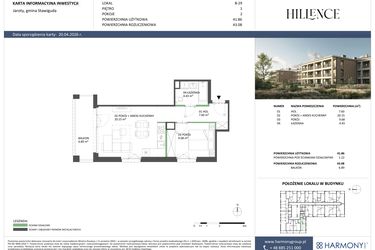 Rzut - Mieszkanie na sprzedaż 2 pokoje o powierzchni 41,86 m² - numer B-29 w Hillence etap 2
