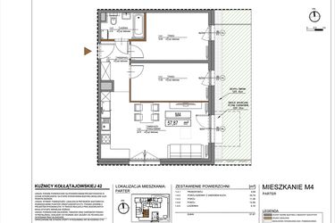 Rzut - Mieszkanie na sprzedaż 3 pokoje o powierzchni 57,87 m² - numer M4 w Kuźnicy Kołłątajowskiej 42