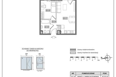 Rzut - Mieszkanie na sprzedaż 2 pokoje o powierzchni 36,21 m² - numer 9.A.32 w Urzeka bud. 9