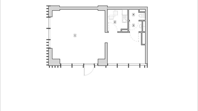 Rzut - Lokal użytkowy na sprzedaż 1 pokój o powierzchni 53,43 m² - numer H1-U-1-1 w Heyki City