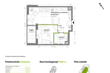 Rzut - Mieszkanie na sprzedaż 2 pokoje o powierzchni 47,44 m² - numer AA0105 w Ptasia Vita