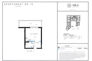 Rzut - Mieszkanie na sprzedaż 1 pokój o powierzchni 31,34 m² - numer 16 w Miła Resort