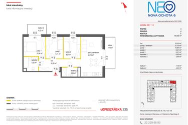 Rzut - Mieszkanie na sprzedaż 4 pokoje o powierzchni 69,3 m² - numer 118 w Neo Nova Ochota 6