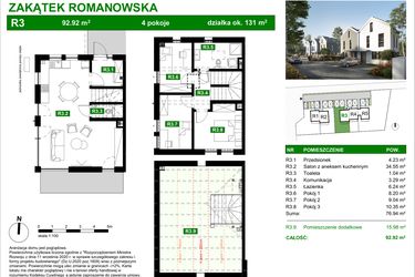 Rzut - Dom na sprzedaż 4 pokoje o powierzchni 93 m² - numer R3 w Zakątek Romanowska