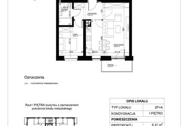 Rzut - Mieszkanie na sprzedaż 2 pokoje o powierzchni 44,2 m² - numer 9 w Esperanto Park etap II