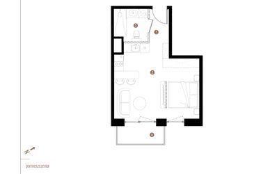 Rzut - Mieszkanie na sprzedaż 1 pokój o powierzchni 31,29 m² - numer A2.7.07 w Apartamenty Grundmanna