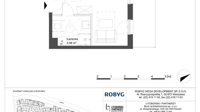Rzut - Mieszkanie na sprzedaż 1 pokój o powierzchni 29,39 m² - numer 0M16 w Elektrovnia Garbary