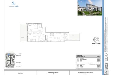 Rzut - Mieszkanie na sprzedaż 3 pokoje o powierzchni 62,31 m² - numer 42 w Osiedle Solne etap II