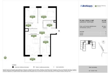 Rzut - Mieszkanie na sprzedaż 4 pokoje o powierzchni 66,16 m² - numer A2 56 w Zakątek Telimeny