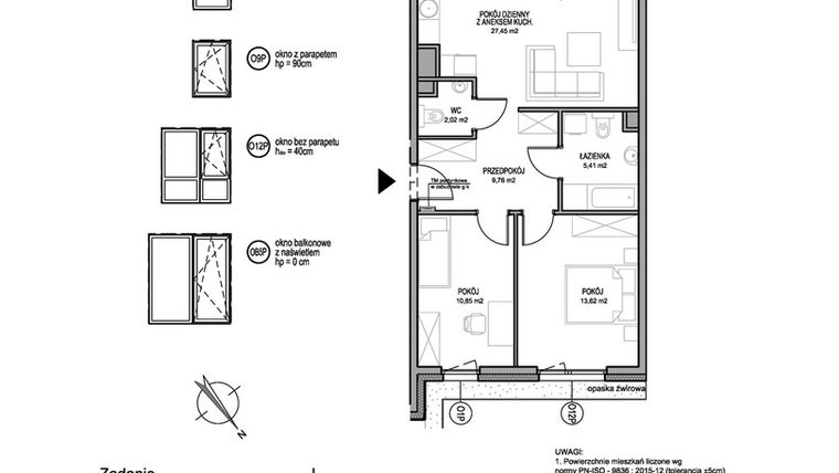 Rzut - Mieszkanie na sprzedaż 3 pokoje o powierzchni 69,11 m² - numer D.2.2.5 w Rumia Centralna