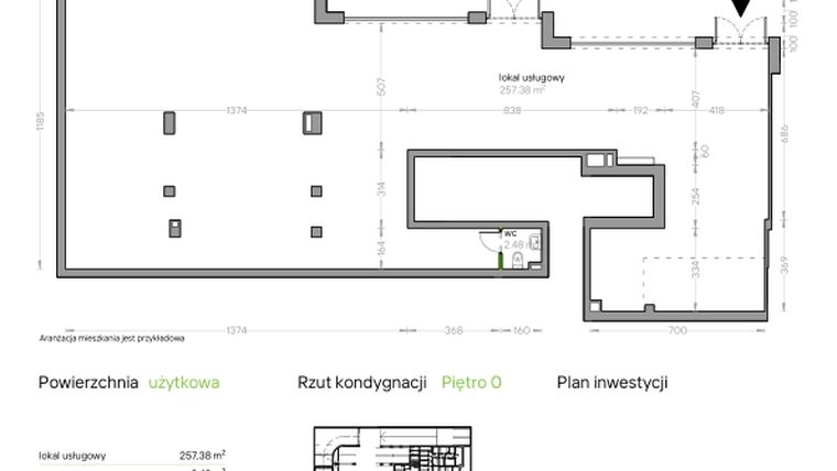 Rzut - Lokal użytkowy na sprzedaż 1 pokój o powierzchni 257,99 m² - numer P/F/U02 w Bochenka Vita