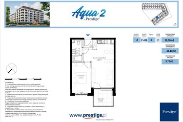 Rzut - Mieszkanie na sprzedaż 2 pokoje o powierzchni 40,42 m² - numer F.436 w Bel Mare (Międzyzdroje)