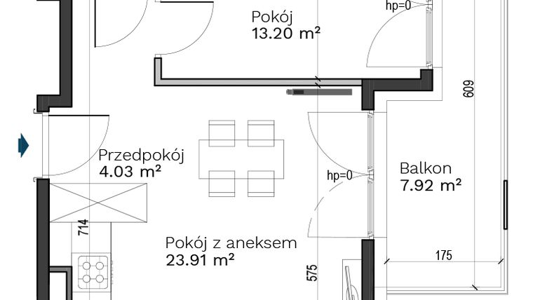 Rzut - Mieszkanie na sprzedaż 2 pokoje o powierzchni 45,44 m² - numer C-12 w Destino