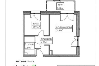 Rzut - Mieszkanie na sprzedaż 2 pokoje o powierzchni 40,18 m² - numer 13 w Działkowa 68