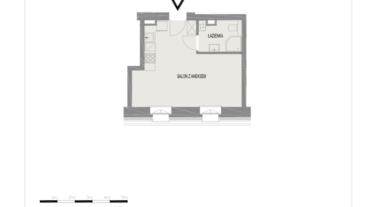 Rzut - Mieszkanie na sprzedaż 1 pokój o powierzchni 27,87 m² - numer A27 w Komuny Paryskiej 19a