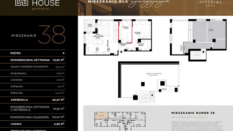Rzut - Mieszkanie na sprzedaż 5 pokoi o powierzchni 115,43 m² - numer 38 w Kobi HOUSE