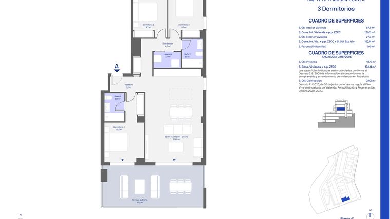 Rzut - Mieszkanie na sprzedaż 3 pokoje o powierzchni 126 m² - numer 114A w Aire