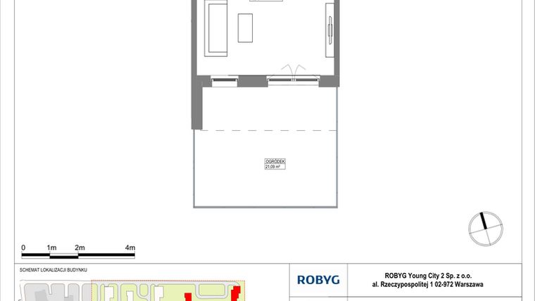 Rzut - Mieszkanie na sprzedaż 1 pokój o powierzchni 31,38 m² - numer MLAAB/D/0/3 w Metro Life Apartamenty