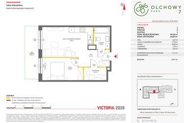 Rzut - Mieszkanie na sprzedaż 2 pokoje o powierzchni 44,18 m² - numer 28 w Olchowy Park VII