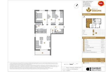 Rzut - Mieszkanie na sprzedaż 4 pokoje o powierzchni 78,06 m² - numer X/9 w Wille Biskupin Etap 2.2