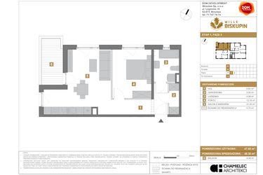 Rzut - Mieszkanie na sprzedaż 2 pokoje o powierzchni 48,3 m² - numer R6 w Wille Biskupin III