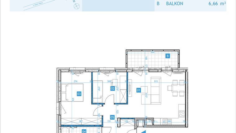 Rzut - Mieszkanie na sprzedaż 3 pokoje o powierzchni 61,69 m² - numer F9 w Osiedle Botaników etap F