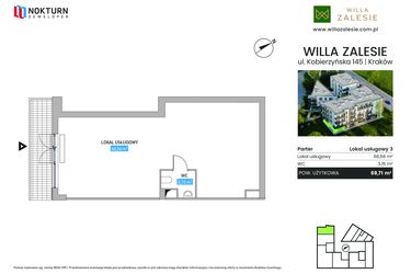Rzut - Lokal użytkowy na sprzedaż 1 pokój o powierzchni 70,54 m² - numer L3 w Willa Zalesie