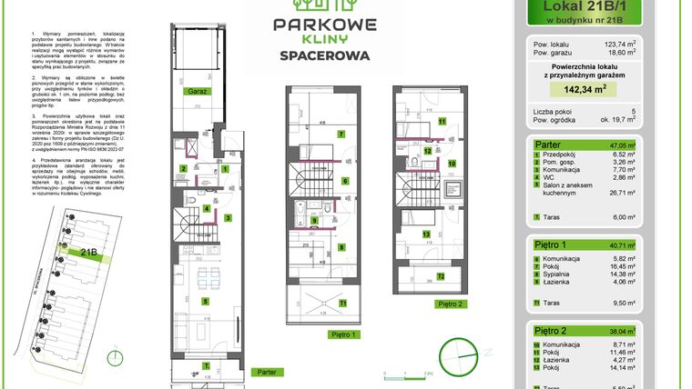 Rzut - Dom na sprzedaż 5 pokoi o powierzchni 142,34 m² - numer 21B/1 w Parkowe Kliny