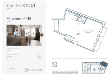 Rzut - Mieszkanie na sprzedaż 1 pokój o powierzchni 96,9 m² - numer M.21 w Stare Podgórze