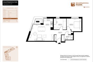 Rzut - Mieszkanie na sprzedaż 3 pokoje o powierzchni 61,09 m² - numer 2.11 w Białoprądnicka Park