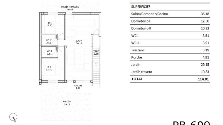 Rzut - Dom na sprzedaż 2 pokoje o powierzchni 65,93 m² - numer 0-609 w Domy w San Miguel de Salinas - 87172235