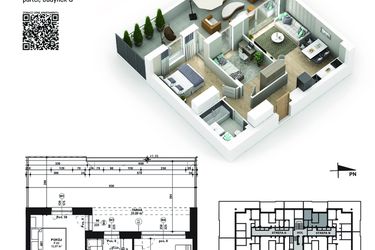 Rzut - Mieszkanie na sprzedaż 3 pokoje o powierzchni 50,34 m² - numer 31 w Piano Park etap V